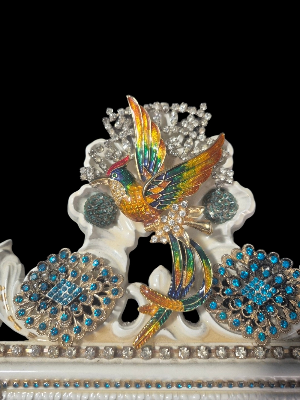 Multicolor Humming Bird with Blue Crystal Accents
